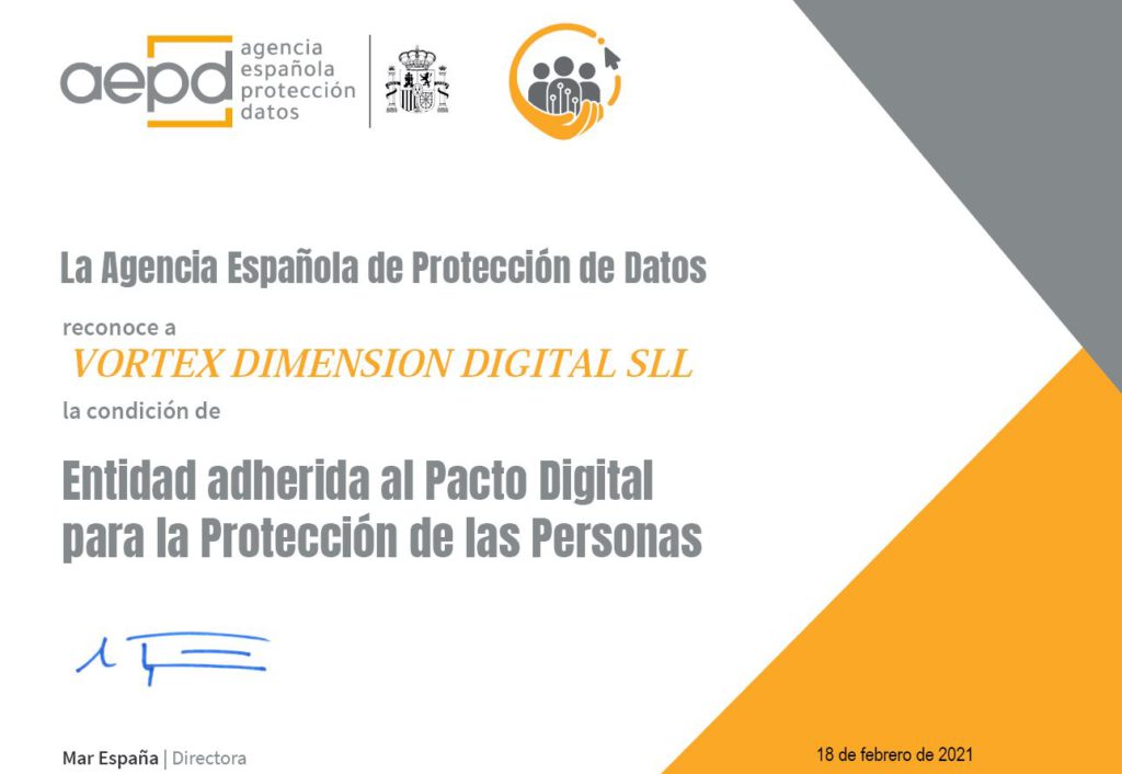 Pacto Digital de VORTEX DIMENSION DIGITAL y la AEPD